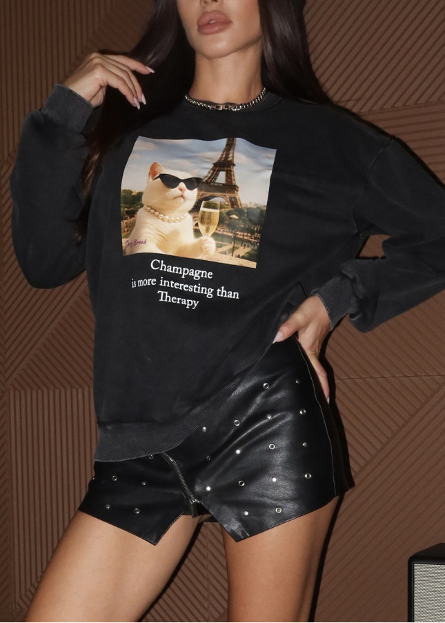 Світшот “Champagne is more interesting than therapy”